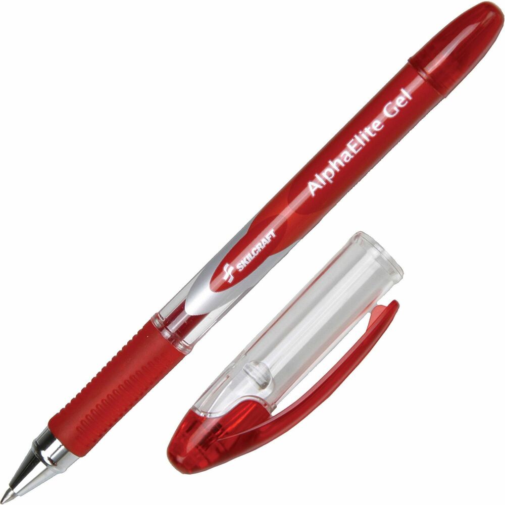NSN5005213 - AlphaElite Gel Ink Pen combines a contemporary barrel design with exceptionally smooth writing. Ribbed rubber grip provides writing comfort and control. Clear barrel provides a visible ink supply. Gel ink is water-based, acid-free, and archival-safe for long-lasting document preservation.   