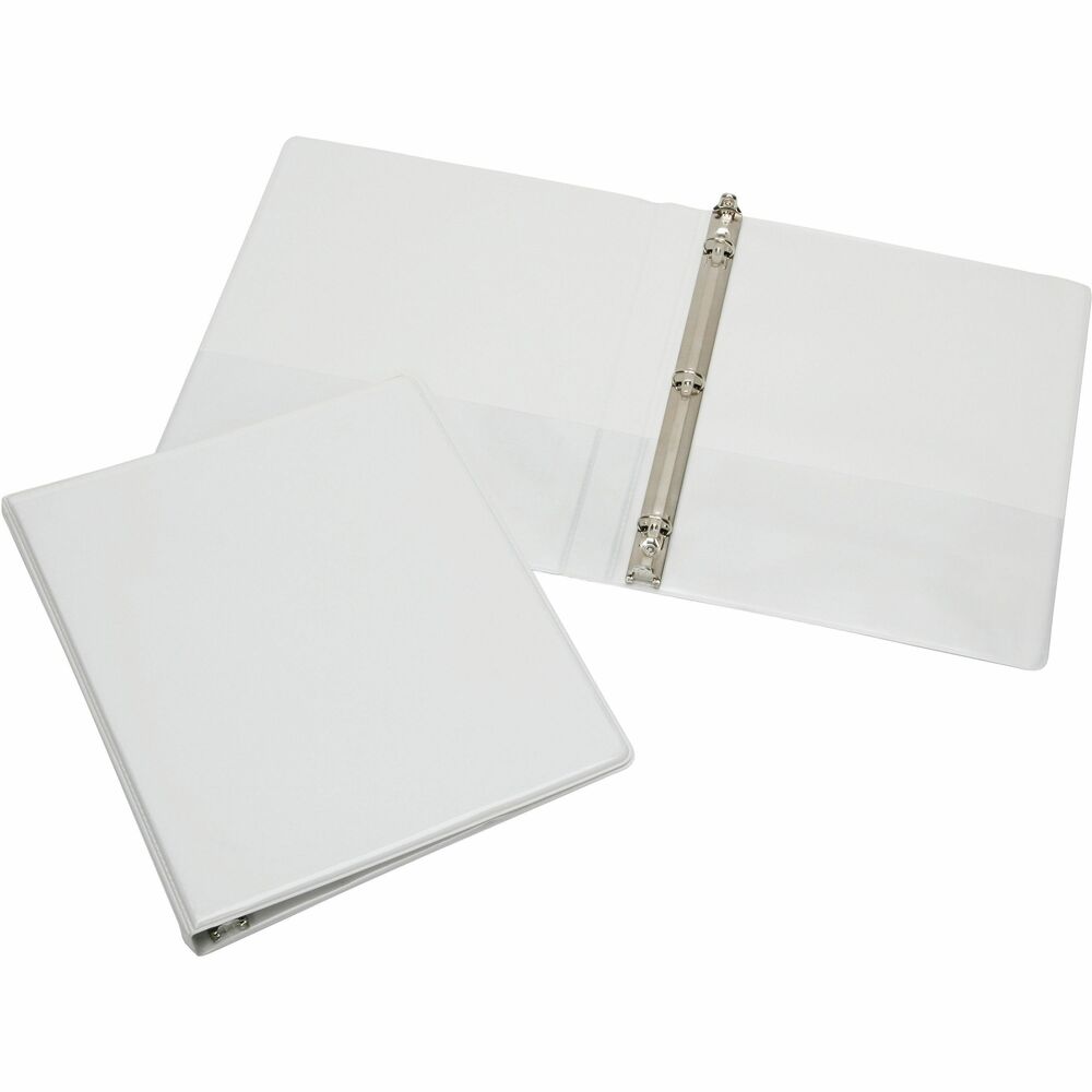 NSN5104859 - Round-ring view binder features a clear overlay on the front, spine and back covers. It is ideal for presentations. Clear overlay allows easy customization. Use pockets on the inside of the front and back cover for storing unpunched and loose papers. Three-ring binder accommodates letter-size punched paper. Quality construction with heavy-duty vinyl resists tearing and cracking. Binder meets CPG guidelines and is manufactured using a BPA-free process.   