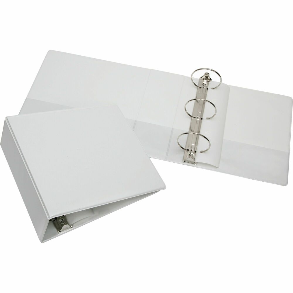 NSN5104866 - Round-ring view binder features a clear overlay on the front, spine and back covers. It is ideal for presentations. Clear overlay allows easy customization. Use pockets on the inside of the front and back cover for storing unpunched and loose papers. Three-ring binder accommodates letter-size punched paper. Quality construction with heavy-duty vinyl resists tearing and cracking. Binder meets CPG guidelines and is manufactured using a BPA-free process.   