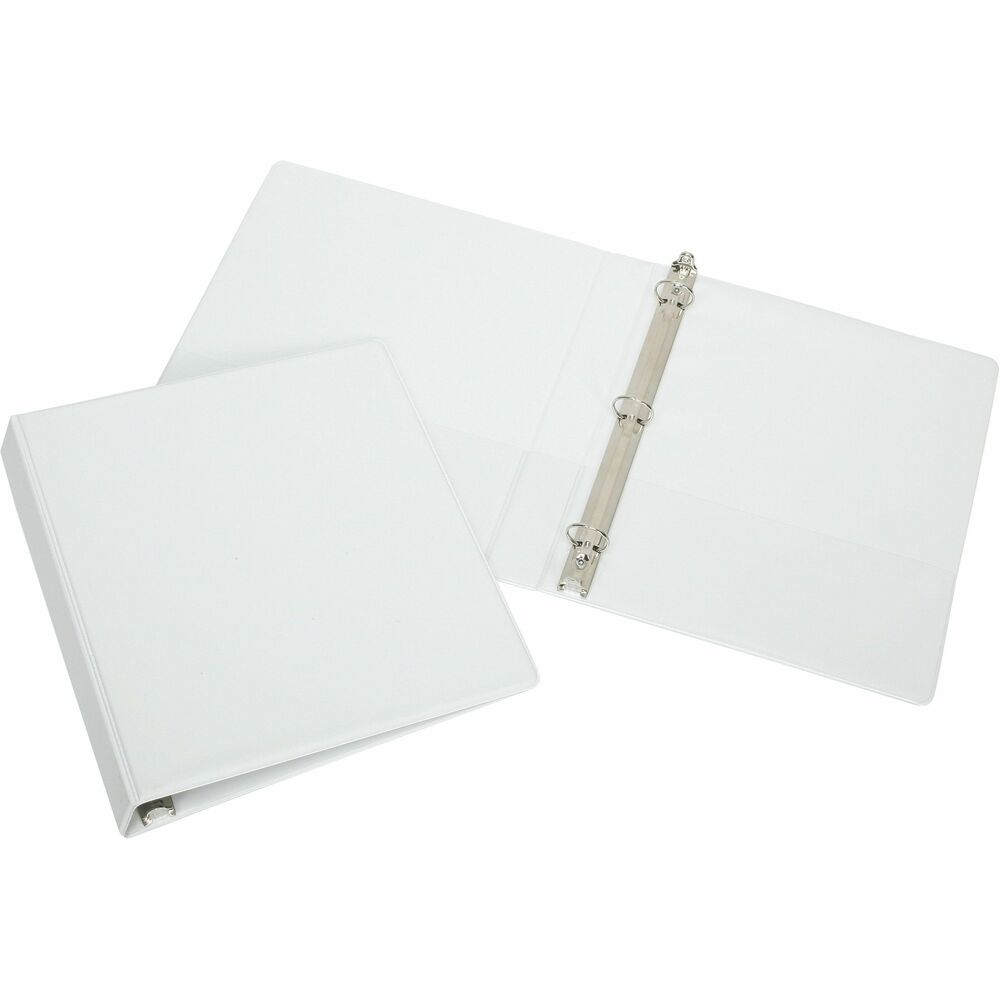 NSN5107492 - Round-ring binder is ideal for storage of frequently accessed documents. Three-ring exposed rivet binder accommodates letter-size punched paper. Pockets on the inside of the front and back cover easily store unpunched and loose papers. Vinyl binder offers quality construction with heavy-duty vinyl covers and boards that resist tearing and cracking.