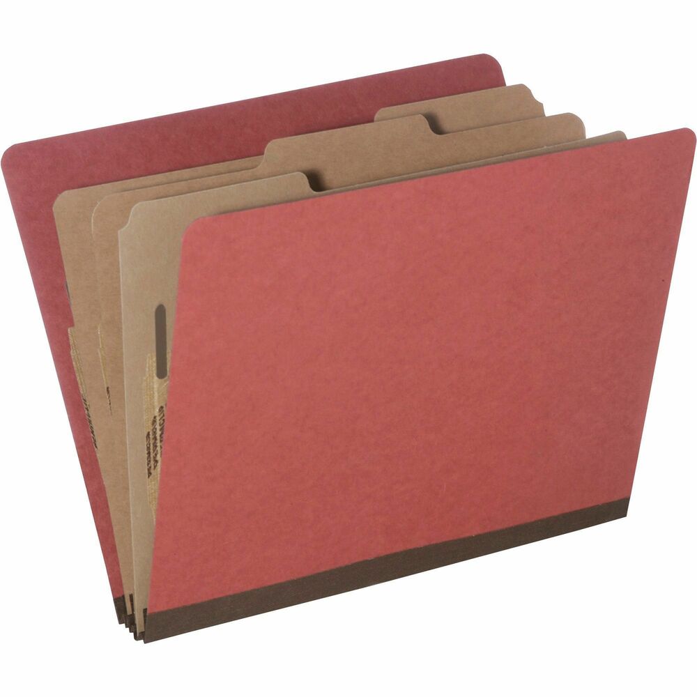 NSN5726208 - Classification folders offer eight sections to file and store your project files. Each folder has three dividers with a durable, Tyvek-reinforced pleat that expands up to 3". Each 17 point divider includes a 1" capacity, metal-prong fastener on both sides. Inside and back, 25 point covers also include 1" capacity, metal-prong fasteners. Folders are made of Pressboard and Kraft paper with 30 percent post-consumer material. Classification folders meet Executive Orders 13514 and 13423.   