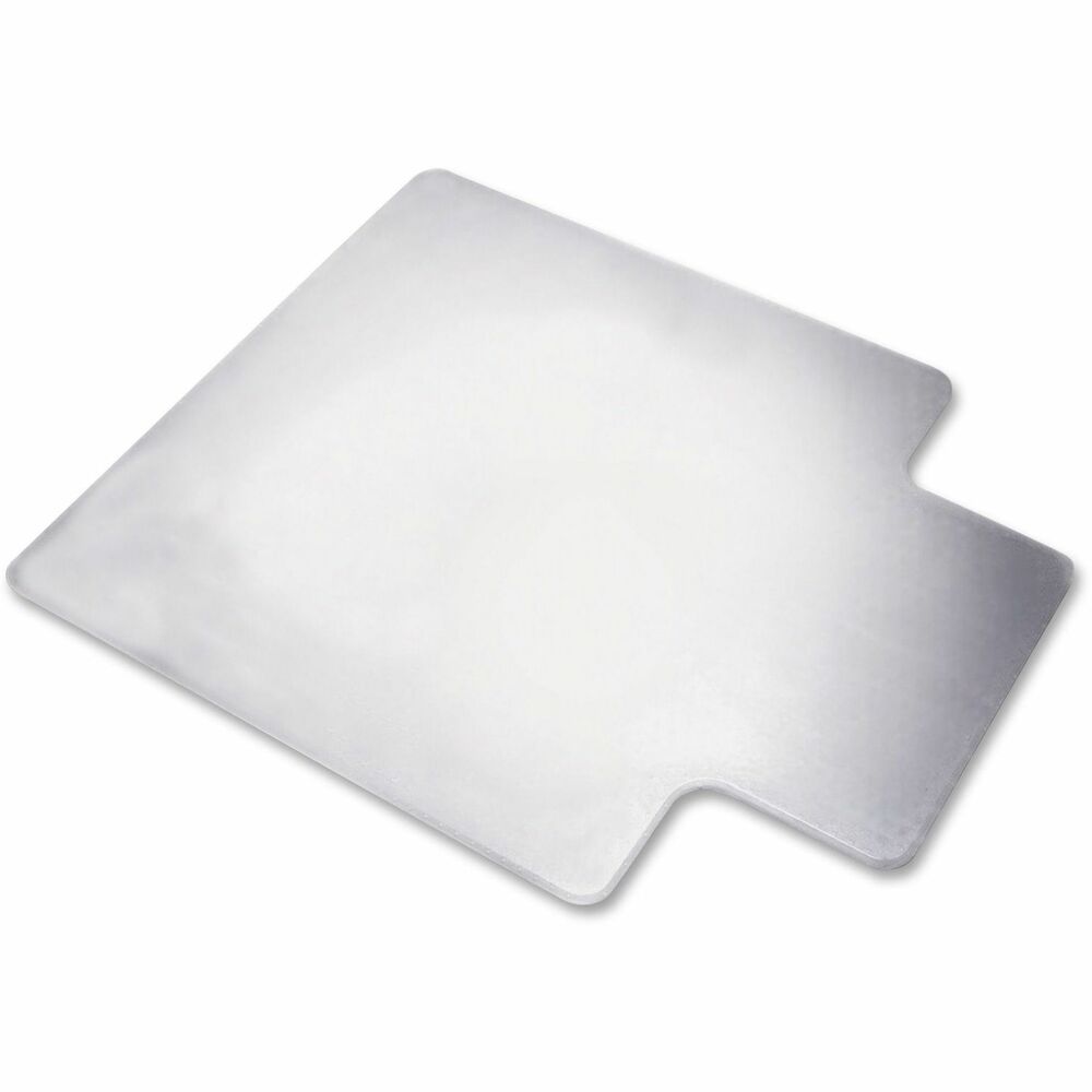 NSN5772530 - Chairmat is designed to protect high-pile carpet. Cleats secure mat into the carpet so chairs move smoothly along the surface. Mat is made of 0.22" thick clear vinyl. Design also includes a 25" x 12" lip.   