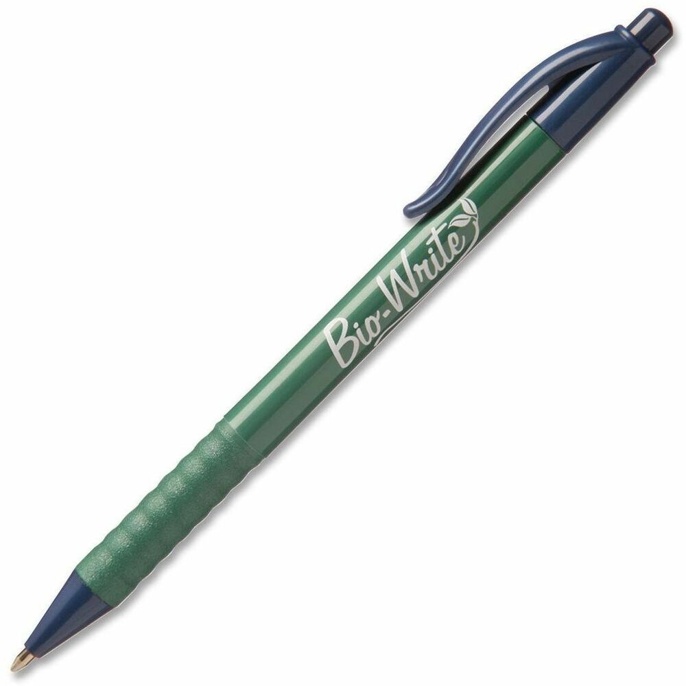 NSN5789303 - Retractable ballpoint pen is made using corn starch-based Bio-Plastic that leaves no chemical residue in commercial composting facilities. Bio-based barrel reduces the use of petroleum as well as producing less waste than traditional pens. Ballpoint pen meets ASTM D6400-99 Standards. Accent color identifies the color of ink. Pen is refillable.