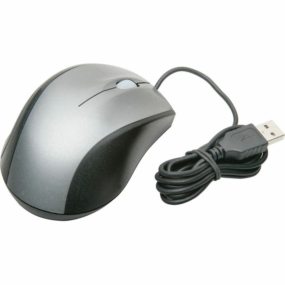 NSN6184138 - Optical sensor mouse features an ergonomically designed body for added comfort after hours of use. High-definition optical tracker delivers smooth, precise tracking and text selection. Design also includes high-definition tracking at 800 dpi, two buttons on the left, and right click with scroll wheel for navigation. Plug-and-play mouse connects to your devices with USB wired connection and no software required.