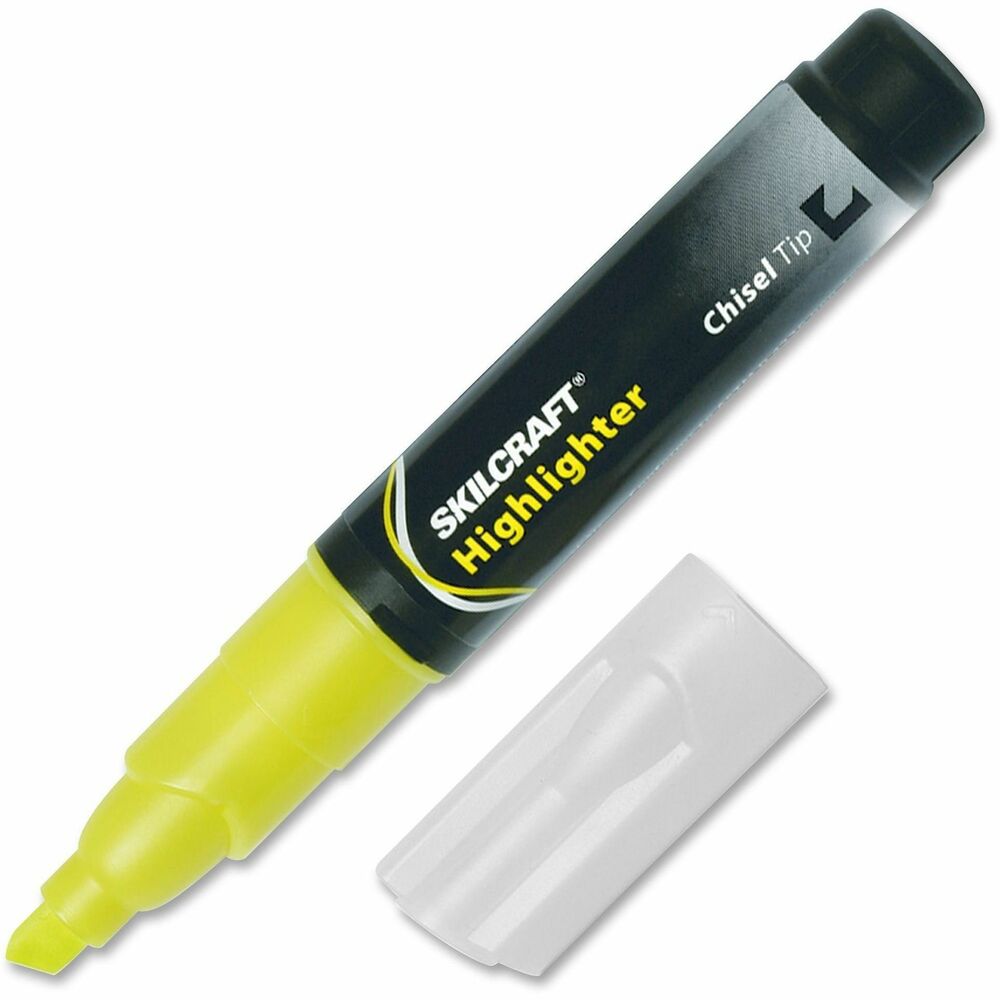 NSN9044476 - Large Fluorescent Highlighters feature a durable chisel tip for smooth highlighting. Each one delivers brilliant, read-through ink colors. Ink is quick-drying and ACMI approved nontoxic. Chisel design can be used in various positions for fine, medium or bold strokes. Tip won't fray. Highlighter is BPA-free.   