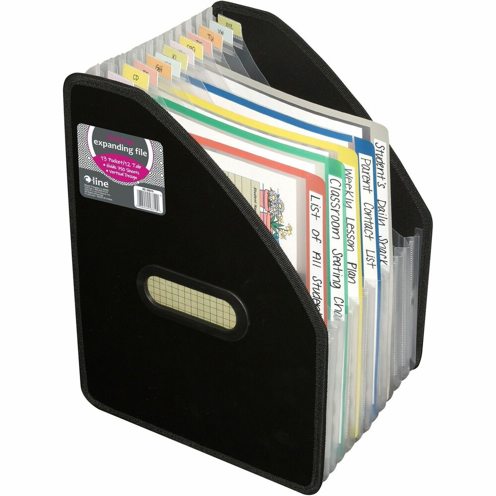 C-Line 13-Pocket Vertical Expanding File - Black, 10-Inch Expansion, 1 ...