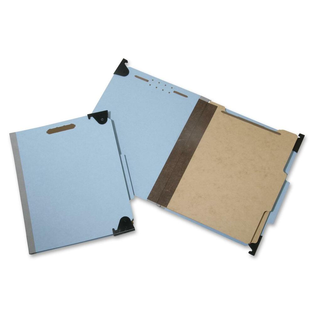 NSN6216198 - Heavy-duty portable folders are perfect for use in desk drawers or cabinets. Fold-down hangers allow you to have a classification folder ready to go. Folders are made of durable 25 point, pressboard covers and feature 1" capacity bonded fasteners in positions 1 and 3 and top tabs that are 2/5 cut and right of center. Dividers are made of 17 point Kraft material and include dual 1" coated fasteners. Two dividers create six sections. Hanging file folders feature 2" Tyvek expansion gusset bottom and are made using 60 percent total recycled fiber with 30 percent post-consumer recycled material.