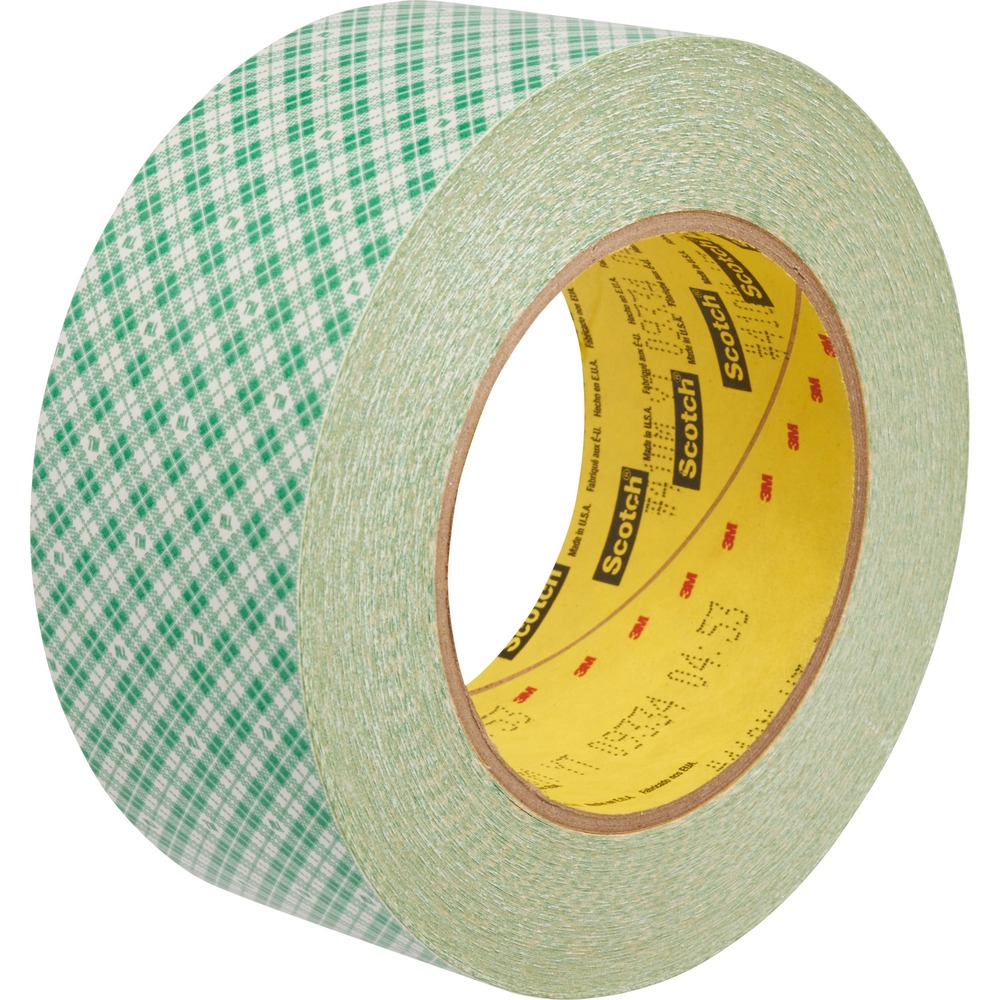 MMM410M2X36 - This double-sided tape is made with natural rubber and uses a densified Kraft green plaid paper carrier for increased strength and dimensional stability. It offers excellent high initial adhesion and good holding power to a wide variety of materials. Use tape for indoor and room temperature applications.
