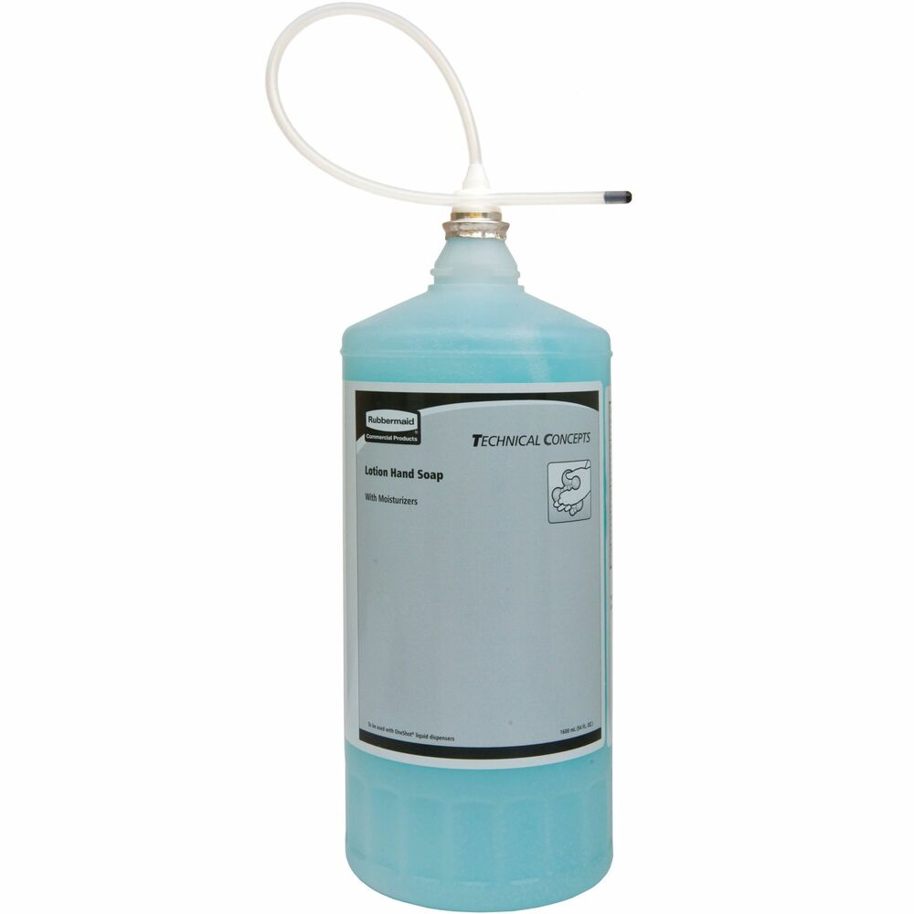 RCPFG4013111 - Enriched Lotion Hand Soap Refill with moisturizers is designed for use with Rubbermaid's One Shot System that sets the standard for quality and reliability in counter-mounted soap dispensing. Luxurious soap formula encourages healthy handwashing with a light passion flower fragrance and rich teal pearlized appearance. Hypoallergenic for sensitive skin, this lotion hand soap is enriched with glycerin, silk proteins, aloe vera and Vitamin E. Patented Smart Sensor technology on the dispenser (not included) detects hands and automatically delivers the perfect amount of soap. Refill delivers a high yield of handwashes.