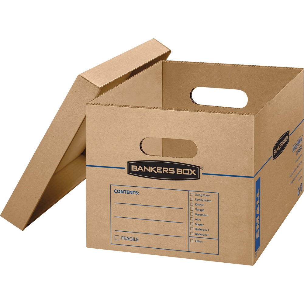 FEL7714203 - Small moving boxes with lids make it easy to pack and store items. Boxes are made with a durable, double-bottom, double-end construction. Lids ship attached to prevent lid loss and then tear off for use. Built-in handles on the sides make them easy to carry. Pre-printed charting on the exterior offers a place to itemize the contents. No tape is required for assembly. Recyclable boxes are reusable for the next move. Boxes are made of strong, 32 ECT C-Flute, corrugated material. More from the Manufacturer