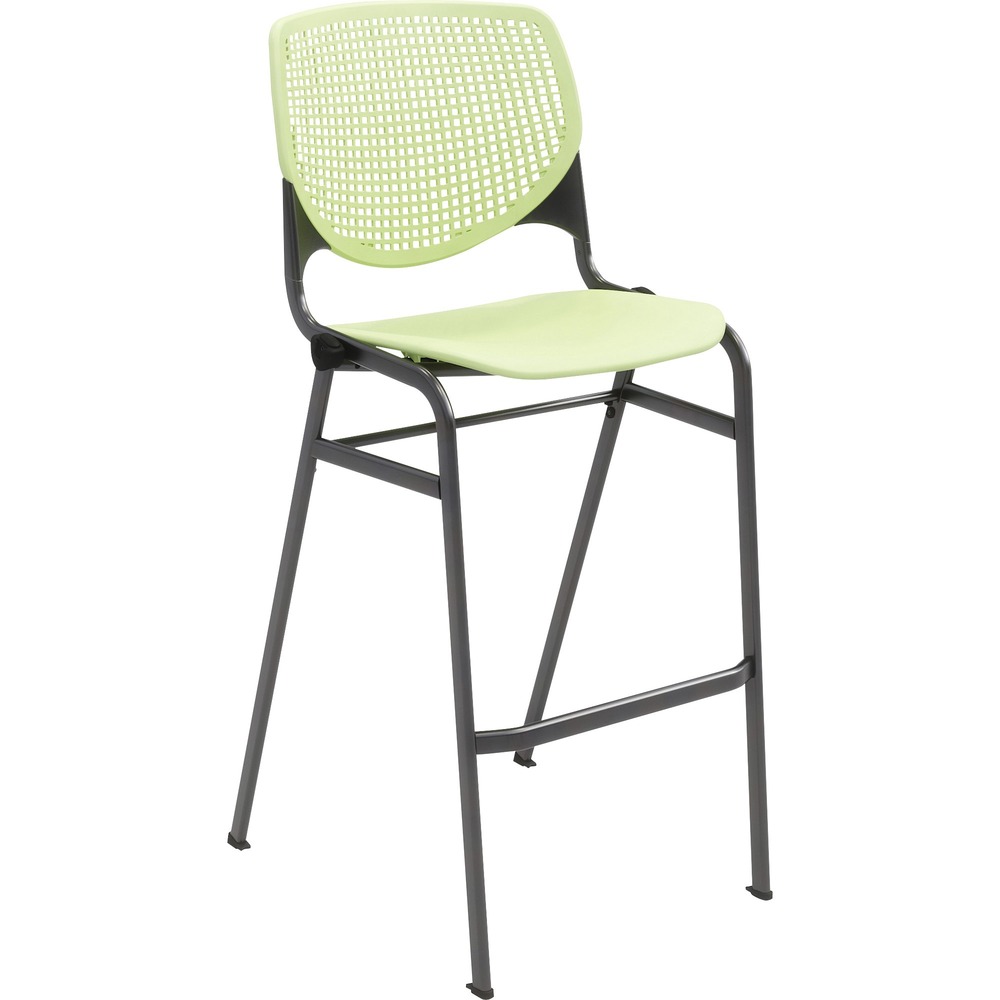 KFIBR2300P14 - 2300 Series Kool Stool creates a fun, comfortable environment in any space. Perforated back offers an attractive design that enhances circulation and airflow. Radius conforms to your back for maximum comfort. Silver, powder-coated frame contrasts the bold color of the polypropylene seat and back for a creative, interesting look. Back supports made with injection aluminum alloy enhance durability. Bar-height stool includes a horizontal footrest to optimize comfort.