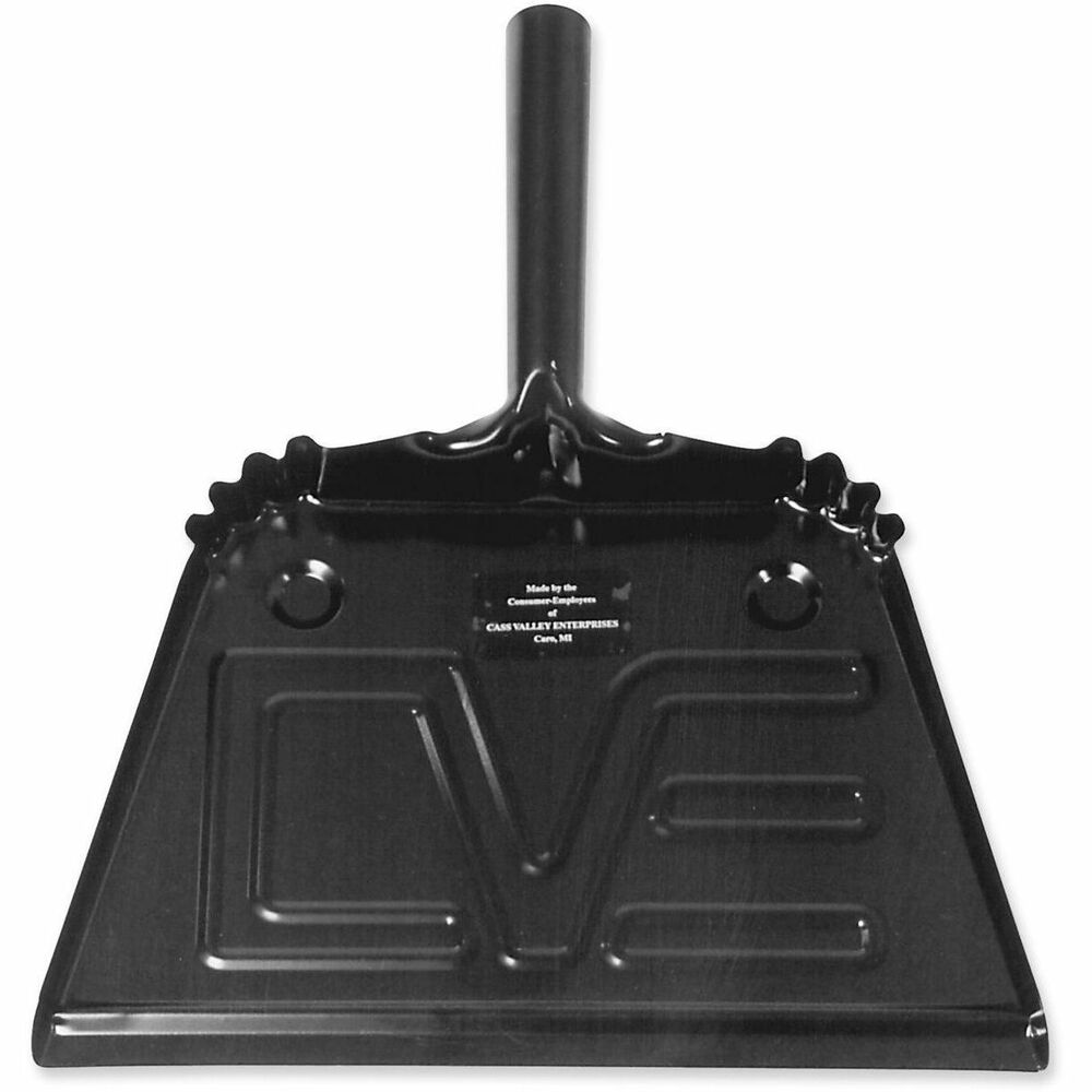 NSN2248308 - Household-style open dustpan has a dirt-retaining ridge parallel to the front edge. Design includes a 4" handle and 7" deep pan to collect plenty of debris. Dustpan is made of sheet steel with a corrosion-resistant finish. Dustpan can be hung on the wall for convenient storage.