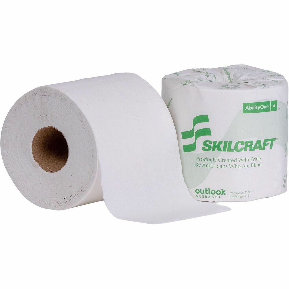 NSN5547678 - Two-ply bath tissue contains 4" x 4" perforated sheets wrapped around a core. Each individually wrapped roll includes 550 sheets. Conveniently sized packaging provides easier handling and a smaller footprint. Ideal for use in offices with limited office storage space. Tissue is made of 100 percent recycled material with a minimum of 35 percent post-consumer fiber.