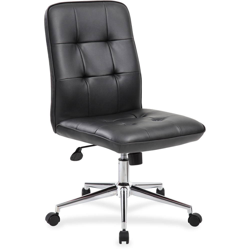 BOPB330BK - Office chair is upholstered in CaressoftPlus vinyl to give you the look and feel of leather while allowing it to be easily cleaned with a damp cloth. Durable upholstery is ultra-soft and breathable for more comfort throughout your entire day. Pneumatic gas lift allows easy seat-height adjustments to help you find the personalized sitting style that suits you and your work environment. The 27" nylon base offers extra stability to the chair by spreading the load over a larger surface area to help prevent tipping. Hooded, double-wheel casters slide smoothly on floors to make it easy to move and shift directions. Tilt tension control allows you to increase or decrease the tilt tension to accommodate your body weight. Office chair supports up to 275 lb.