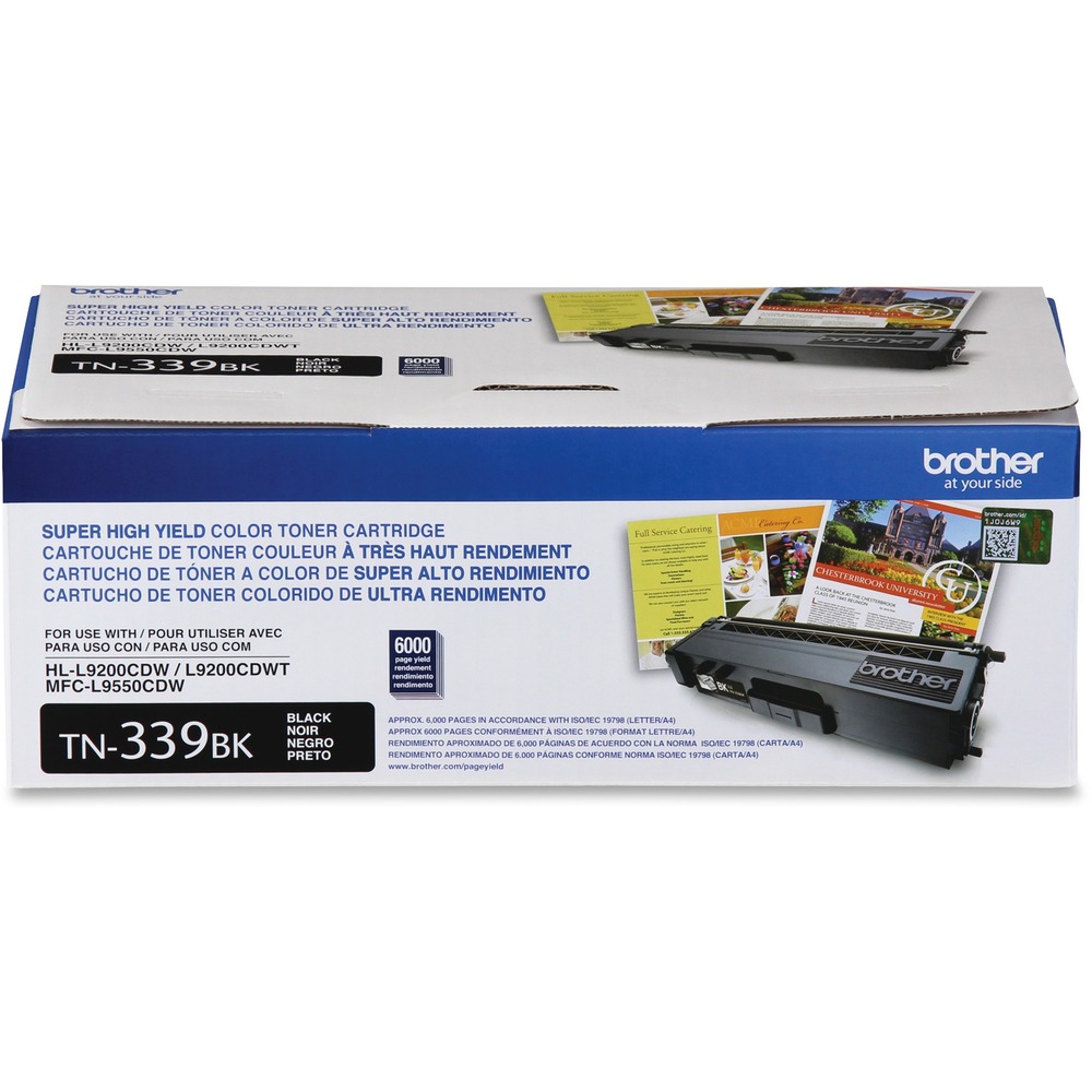 BRTTN339BK - Super high-yield toner cartridge is perfect for efficient, high-volume printing in your Brother HL-L9200CDW, HL-L9200CDWT, HL-L9300CDWT and MFC-L9550CDW. All genuine Brother printer supplies are designed as part of an entire printing system to provide a superior degree of quality. Genuine Brother toner is delicately balanced to provide even flow and toner distribution. Cartridge yields approximately 6,000 pages.