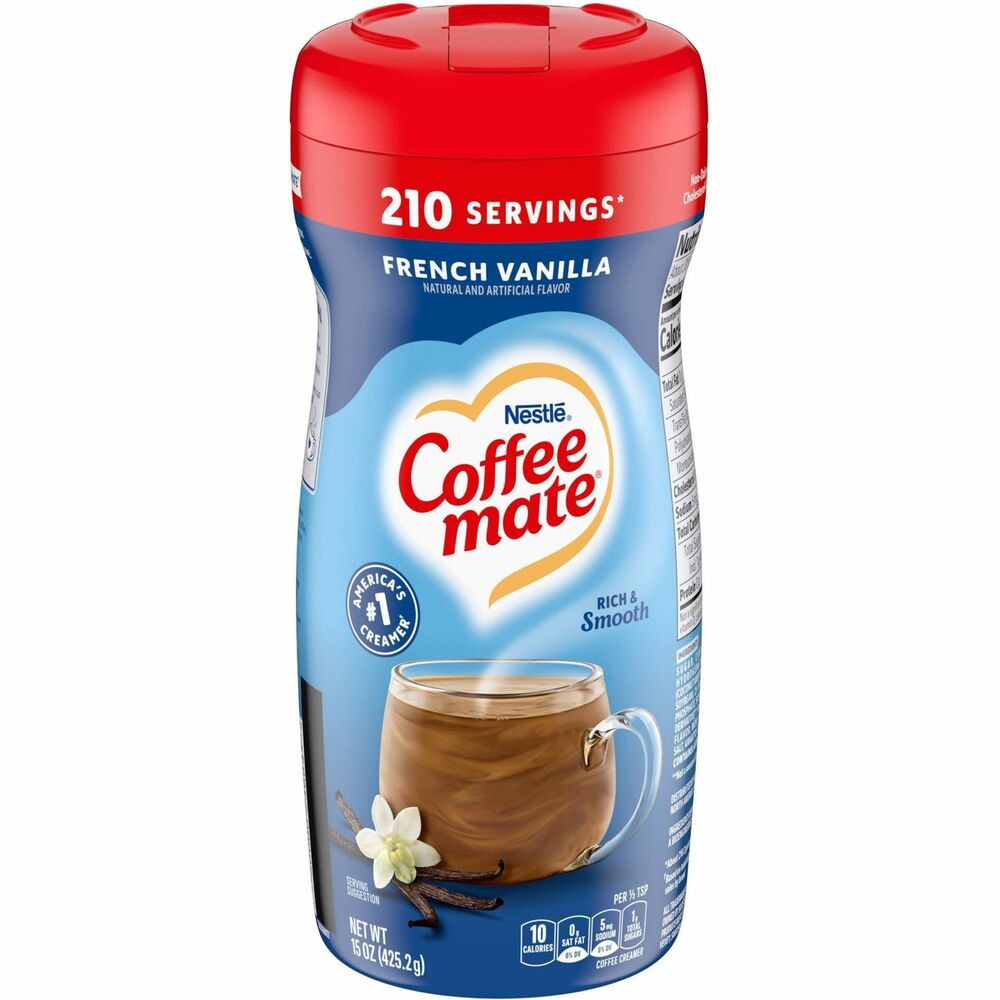 NES35775 - Delight your employees, customers and guests by offering Coffee mate powdered creamer in your workplace, breakroom or kitchen. French Vanilla powdered creamer is a rich and delicious, creamy classic. Served in a multi-serve canister, this powdered creamer is an economical creamer solution for the budget-conscious. With this popular brand of creamer in the office, everyone can enjoy coffeehouse indulgence without ever leaving the building. Creamer is Kosher Dairy and lactose-free.