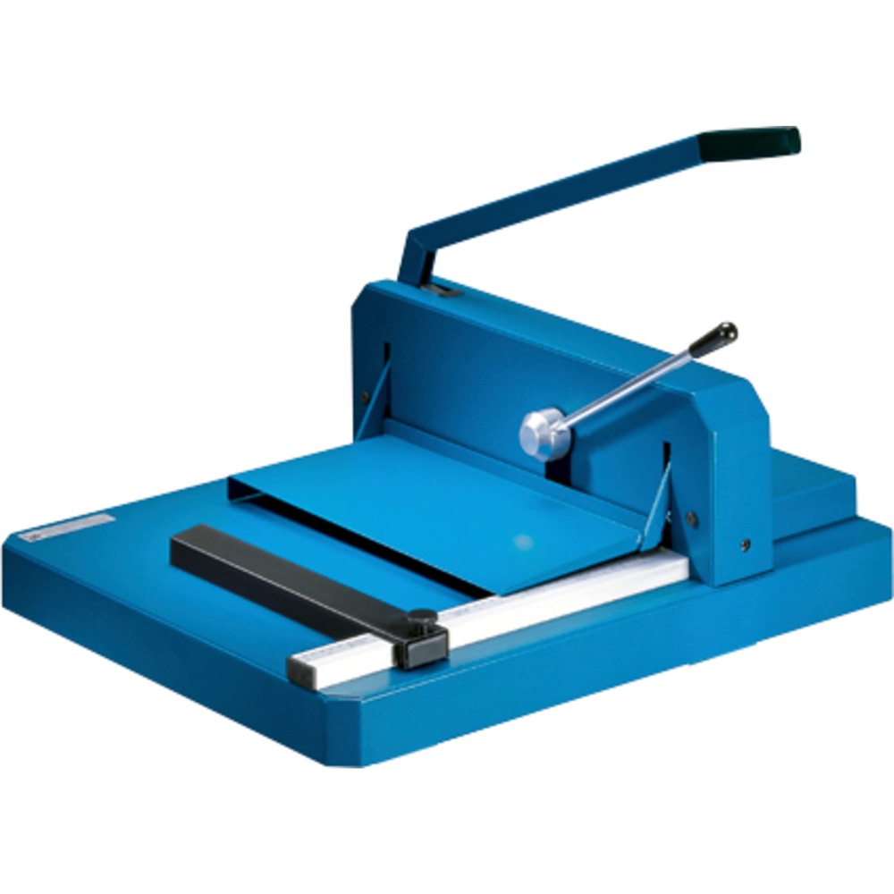 DAH842 - Stack cutter with a 16-7/8" cutting length gives you the precision you need along with the safety you deserve. Safety shield prevents the blade from coming down while it's in the up position. Once the shield is in place, you have the ability to cut cleanly through up to 200 sheets of paper with very little effort. This clean, burr-free cut is made possible with a ground Solingen Steel blade and a quick-action paper clamp that places even pressure across the entire cutting surface. Adjustable alignment guide guarantees accuracy and is convenient for repetitive cutting. Mountable design can be installed onto any secure table surface, or use the optional stand (sold separately) for proper cutting height and leverage. More from the Manufacturer