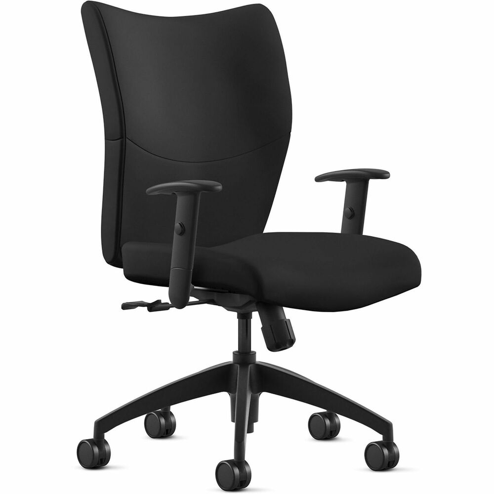 NTF2360S2A8BL31 - Bristol Mid Back Task Chair provides a classy, professional touch to any space with its leather-upholstered, ergonomic design. Highly resilient, molded foam with a detailed, upholstered treatment creates optimized comfort and seamless support for your workflow. Black, height-adjustable arms allow you to sit in a relaxed, comfortable position catered to your height preference. Pneumatic-cylinder height adjustment lets you customize height for an enhanced experience. Chair also features an upright lock, center knob tilt adjustment and 360-degree swivel. Five-star base with reinforced inner structure for durability provides smooth mobility. Chair is Greenguard certified to produce low chemical emissions. Maximum weight limit is 250 lb.