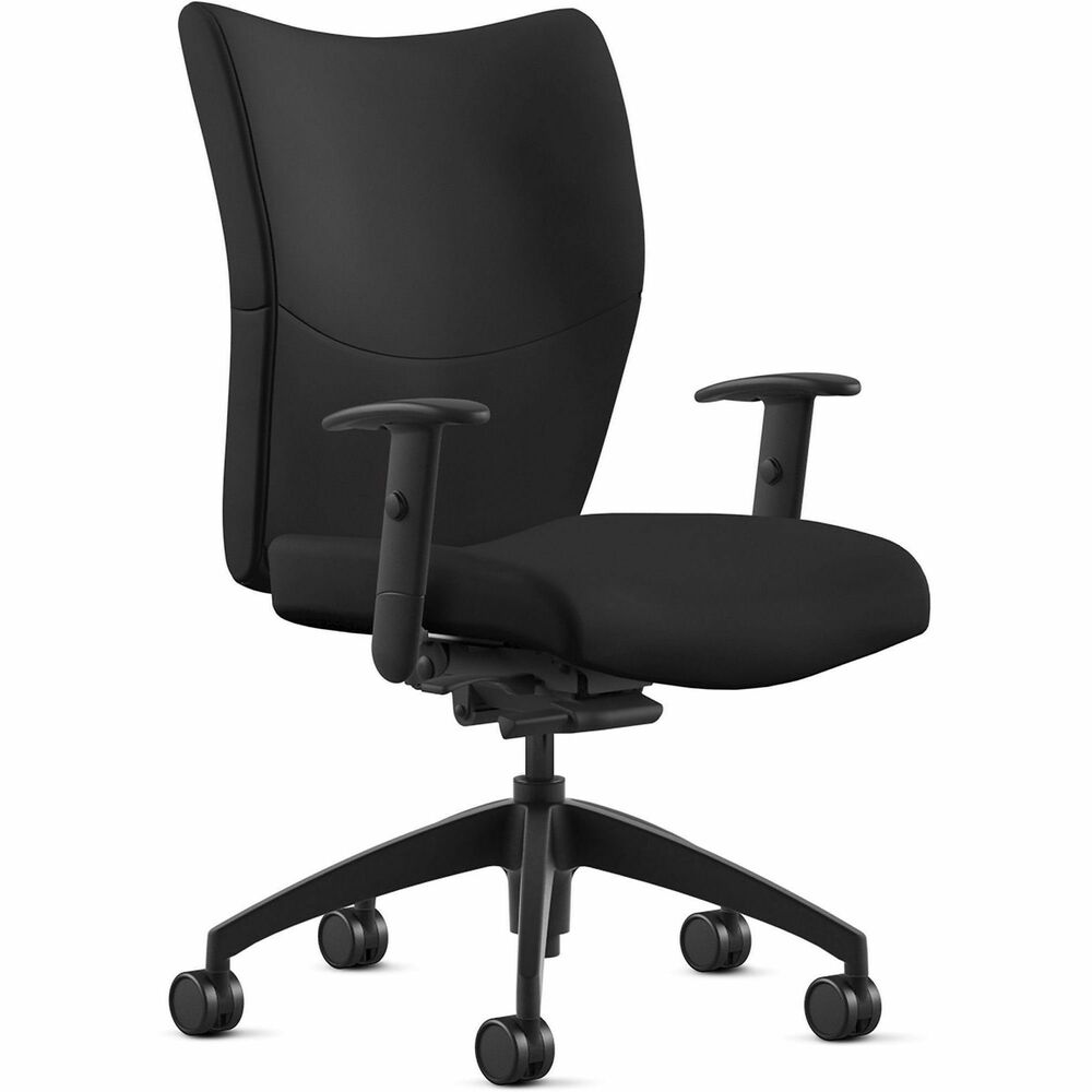 NTF2360Y2A8BL31 - Bristol Mid Back Task Chair provides a classy, professional touch to any space with its leather-upholstered, ergonomic design. Highly resilient, molded foam with a detailed, upholstered treatment creates optimized comfort and seamless support for your workflow. Black, height-adjustable arms allow you to sit in a relaxed, comfortable position catered to your height preference. Pneumatic-cylinder height adjustment lets you customize height for an enhanced experience. Chair also features a four-position tilt lock, side knob tension adjustment, 2:1 back-to-seat tilt ratio and 360-degree swivel. Five-star base with reinforced inner structure for durability provides smooth mobility. Chair is Greenguard certified to produce low chemical emissions. Maximum weight limit is 250 lb.