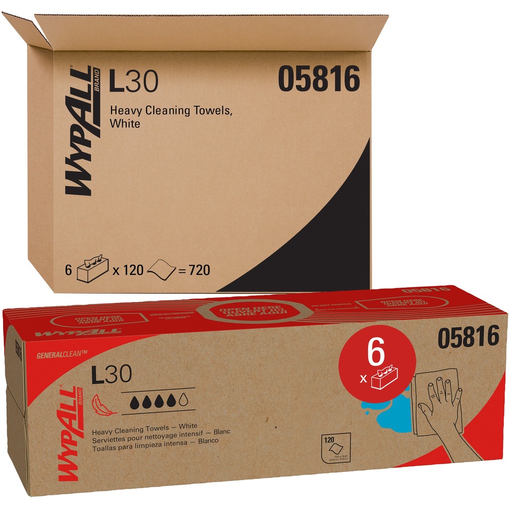 KCC05816 - All-purpose wipers give high surface softness while its reinforced grid provides strength for wet-surfacing wiping and cleaning. They are ideal for general-purpose, light-duty cleanups yet are soft enough to remove soils and liquids from face and hands. One-at-a-time dispensing box is perfect for users on-the-go. Each sheet measures 16-2/5" x 9-4/5". More from the Manufacturer