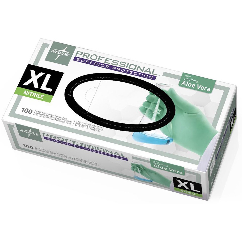 MIIPRO31764 - Professional Aloetouch Gloves were designed and tested with labs and research in mind. Thick, nitrile exam gloves soothe the hands and provide exceptional protection for a range of uses for extended wear times. The aloe inner coating helps keep hands soft and smooth. All-over texturing allows a better grip on small or large items, wet or dry. Latex-free, powder-free design features a 9" cuff length, 5.9 mil fingertip and 5.5 mil palm thickness. Size is extra large.