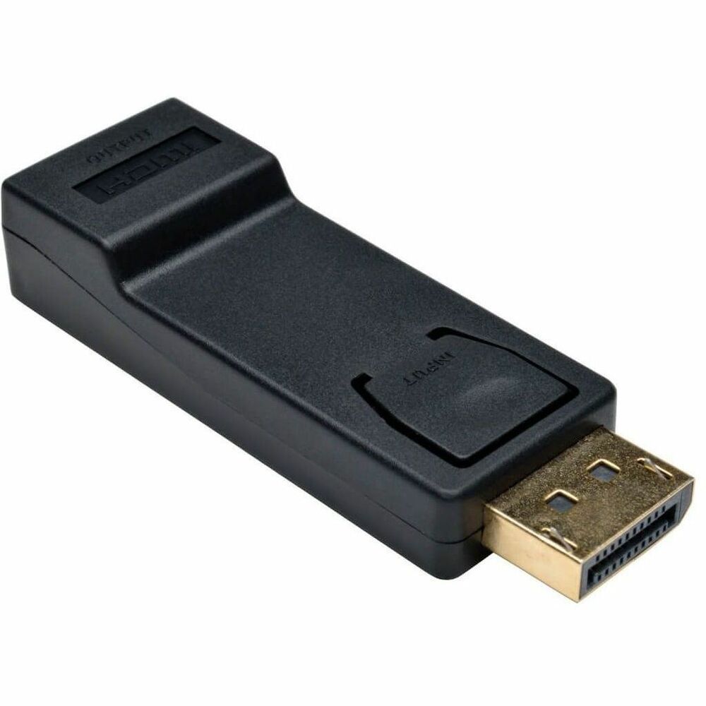 TRPP1360001 - DisplayPort to HDMI video adapter lets you connect a computer with a DisplayPort output to an HDMI monitor. Gold-plated connectors provide optimal signal transfer for clearer resolution. Fully molded design is durably constructed to provide long-lasting use. Compact size is small enough to carry in your pocket, backpack or laptop bag for easy transportation. Adapter supports computer video resolutions up to 1920 x 1200 and HD resolutions up to 1080p. Plus, it supports DTS HD, Dolby True HD and 7.1 channel surround sound audio. Adapter requires that the connected computer is equipped with a DP++ (DisplayPort++) port. More from the Manufacturer