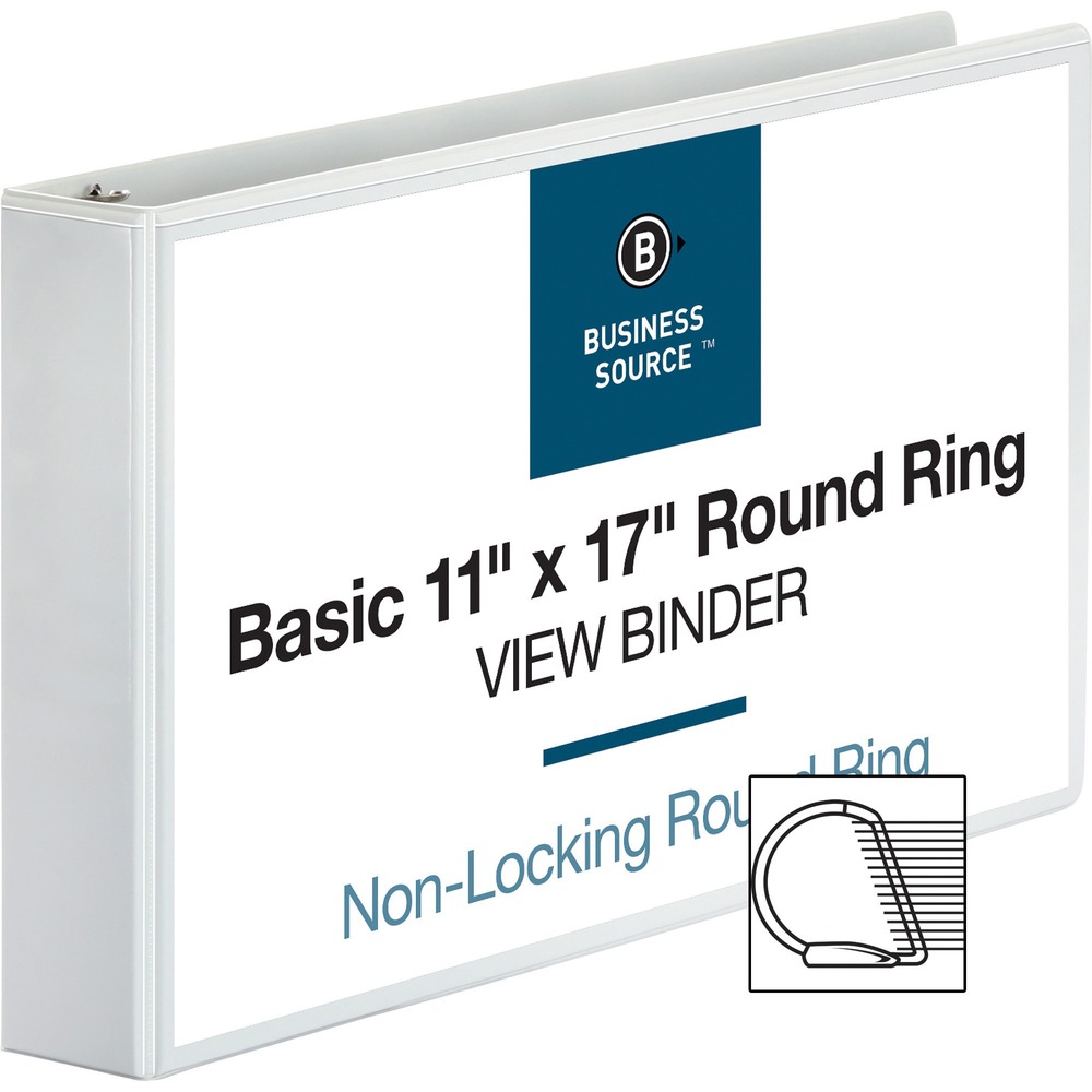 BSN45101 - Round-ring binder is perfect to store tabloid-size documents. Everyday durability is suited for active projects. Use the clear overlay on the front, back and spine for easy customization. Rings are back-mounted so pages lie flat.