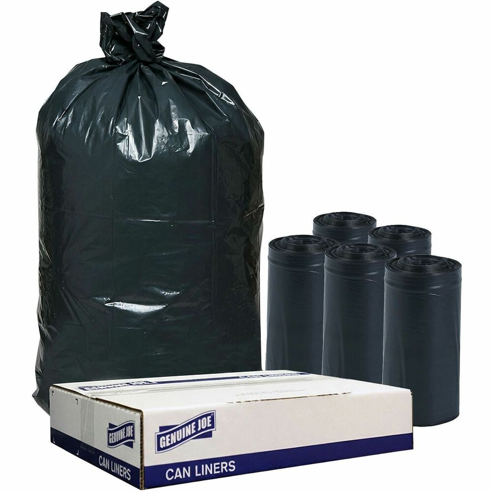 GJO70057 - Heavy-duty can liners fit Slim Jim receptacles perfectly with no excess overhang. The perfect fit contributes to source reduction. These low-density, 23-gallon capacity liners are ideal for heavy trash applications, including heavy food and office waste, and are puncture-resistant to sharp objects. Star-bottom seal allows a more even distribution of contents. Coreless rolls deliver easy dispensing.