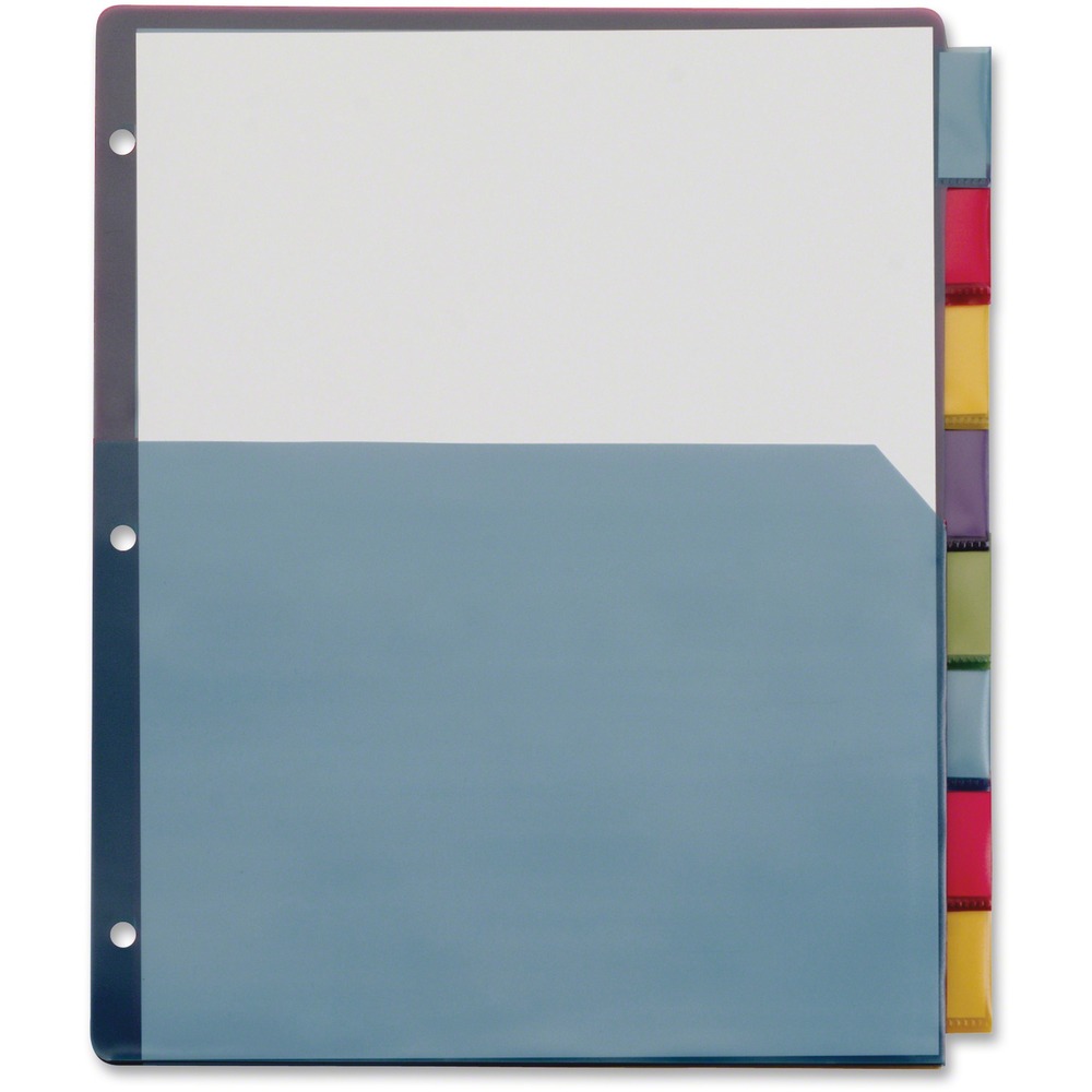 CRD84017CB - Extra-tough poly dividers with pockets outperform regular paper pockets for binders. They will not fray or tear out of rings. Scratch-resistant, transfer-safe poly will not damage photos or transfer inks or toners. Three-hole punched edge easily fits into standard three-ring binders. Each colorful divider has a single pocket that holds up to 30 sheets. Extra-large insertable tabs are designed so the tab inserts won't fall out. Set of dividers includes paper tab inserts and eight tabs in staggered positions for easy identification and access.