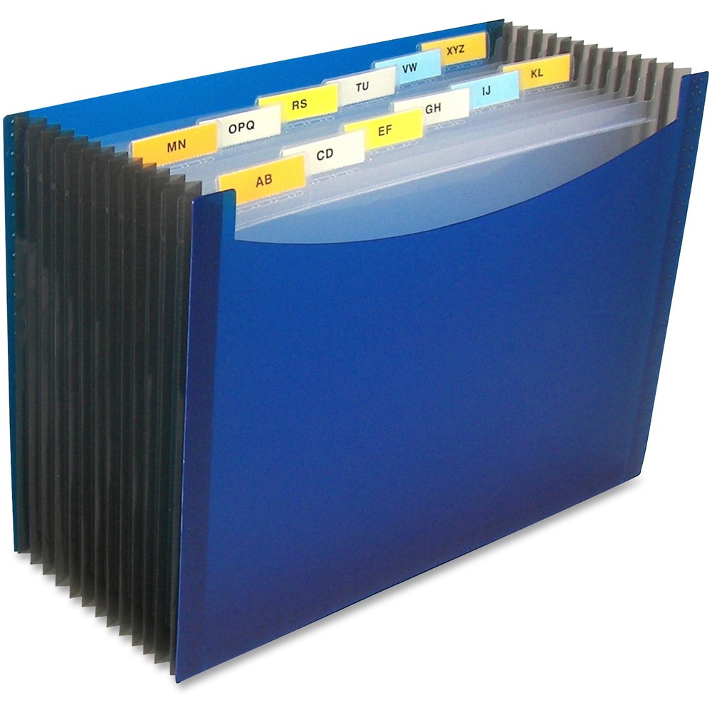 CLI48235EA - Expanding file keeps documents organized. Open-top, stand-up design provides easy access. 13 pockets with gusset expand to 9" wide to hold more than 900 letter-size documents. Expanding file is made of colored polypropylene. Includes 12 dividers and adhesive label tabs.