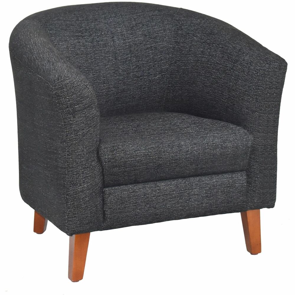LLR82096 - Add style and elegance to any reception or lounge area with this barrel armchair. Classic design includes a supportive back, nearly full-height arms, fabric upholstery and a thickly cushioned seat. Four wooden legs hold up to 250 lb. capacity.