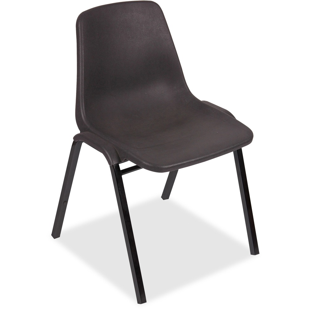 LLR85567 - Sturdy stacking chairs feature injection-molded plastic back and seat that are contoured for a supportive fit. Tubular metal frame features a black powder-coat finish for durability. Arched legs make the chair more stable. Weight capacity is 275 lb.