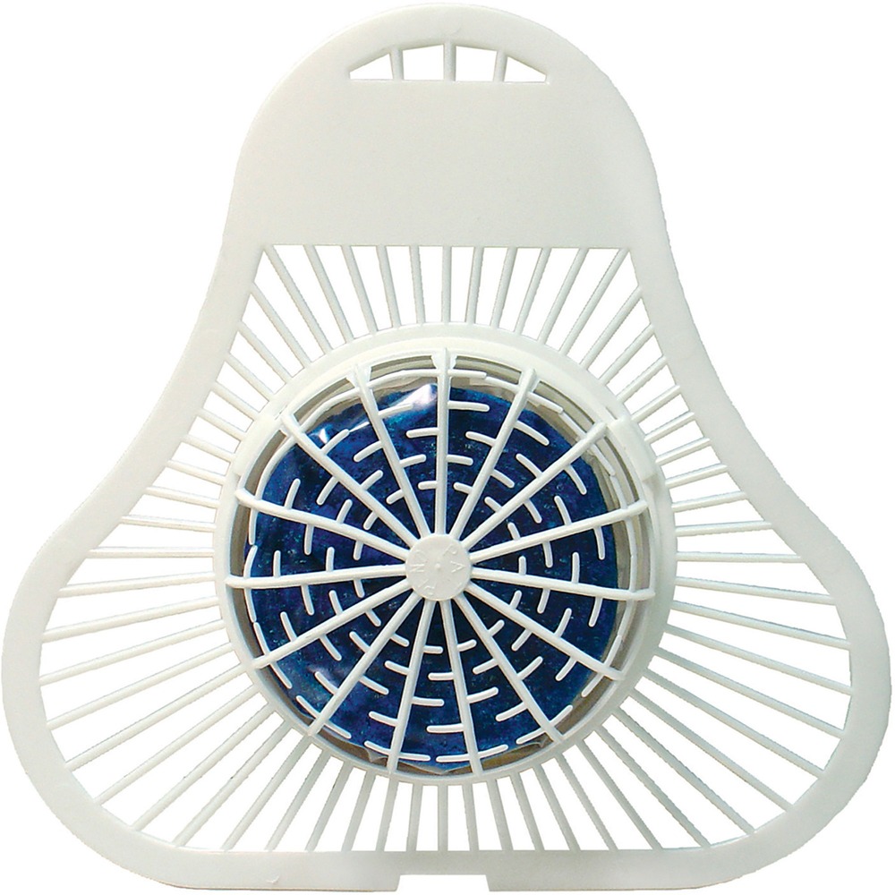 FRS12SANI - Enzymatic Block & Screen protects urinal drains from debris that can result in costly repairs. Screen contains a 2.8 oz. block with a Green Apple fragrance that deodorizes consistently for up to 1,200 flushes. Billions of beneficial bacteria consume odors at the source for a true clean. After 1,200 flushes, reuse the screen to reduce waste and replace the block.