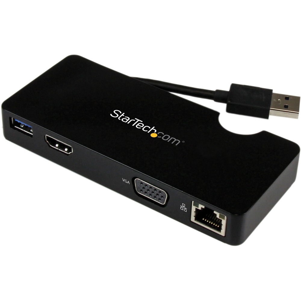 STCUSB3SMDOCKHV - The travel docking station for laptops lets you transform your laptop or Ultrabook™into a mobile workstation.It adds HDMI or VGA video output, a USB 3.0 hub port, and a Gigabit Ethernet RJ45 port, through a single USB 3.0 host connection. Thetravel-friendly dock helps you overcome the port limitations of modern mobile computers, making it ideal for your laptop,Microsoft Surface™ Pro 4, SurfacePro 3, Surface 3, Surface Pro 2 or Surface Book. Now, you can avoid the nuisance of carrying multiple adapters. By consolidating four essential connection ports into one convenient device, the travel dock is the the perfect laptop accessory. It features a lightweight, compact design that fits nicely into your travel bag and also features an integrated host connection cable that tucks neatly into the docking stations casing. A versatile solution for connecting an additional display to your laptop, the travel docking station offers HDMI video output with audio, or VGA video output, providing two popular interfaces for connecting a television, projector, or monitor as a second display, with support for resolutions up to 2048x1152 (QWXGA). Leveraging the high-bandwidth (5Gbps) USB 3.0 interface to deliver flexible video output, a USB 3.0 hub port, and Gigabit Ethernet, you can quickly set up a multi-functional workstation while ontherun, without sacrificing one of your laptop USB ports. Setup is seamless and hassle-free; the travel dock will automatically download the latest driver when connected toWindowssystem with an active network connection. The USB3SMDOCKHV is backed by a StarTech.com 3-year warranty and free lifetime technical support. More from the Manufacturer