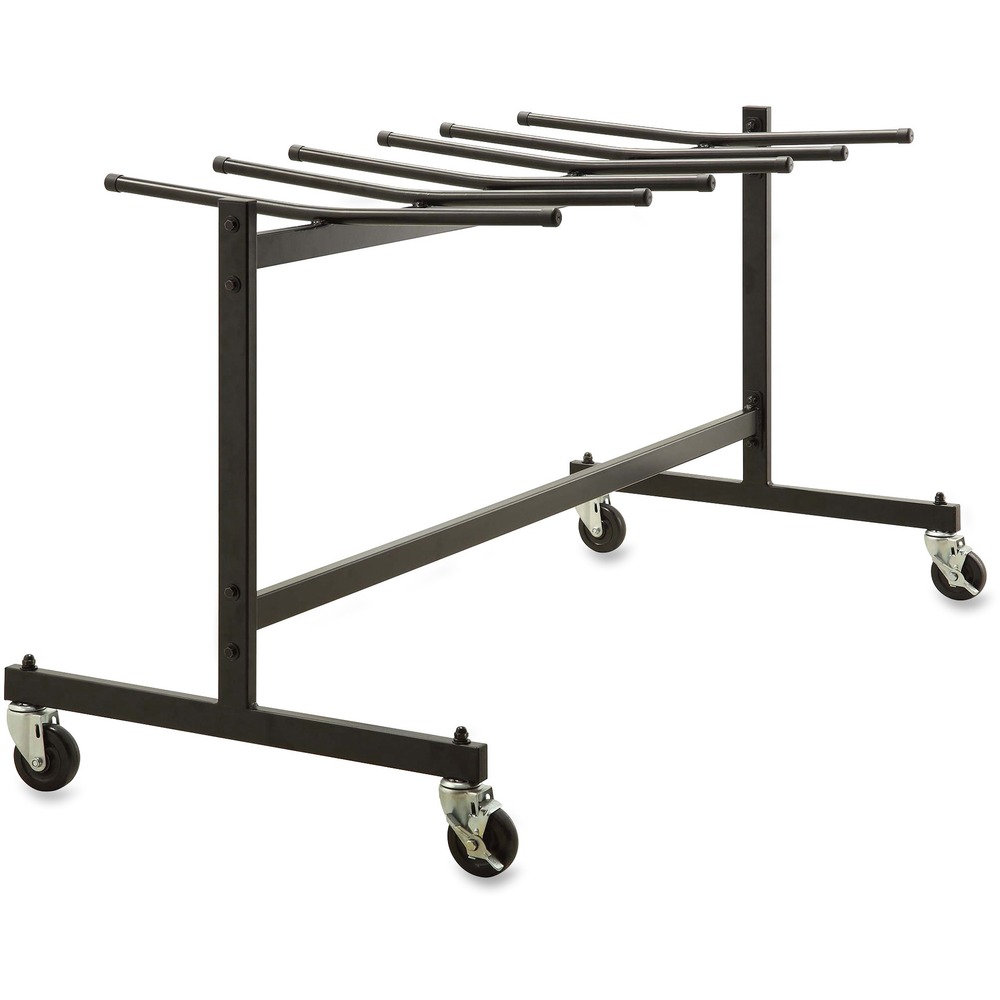 LLR62521 - Steel trolley stores and transports Lorell folding chairs. Sturdy construction holds up to 42 Steel Folding Chairs or 24 Blow-molded Folding Chairs. Steel frame features a powder-coat finish for durability. Casters allow easy mobility.