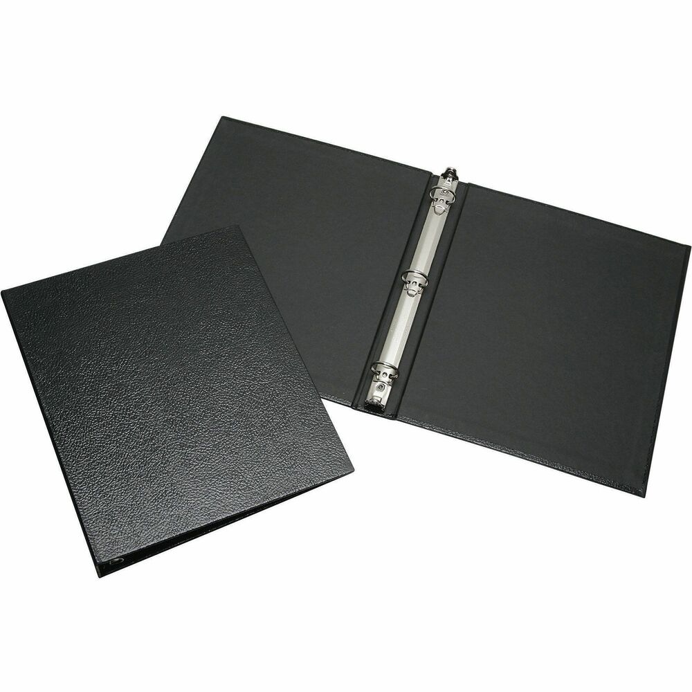 NSN2816180 - Binder offers inside pockets, classic turned edges, leather grain exterior, and round rings. Attractive leatherette bound paper cover helps hide smudges. Three-ring binder is designed to hold 8-1/2" x 11" loose-leaf sheets. Made using 73 percent post-consumer and 82 percent recycled materials measured by total weight.