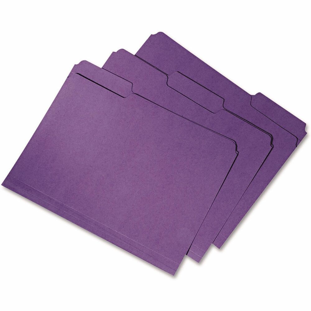NSN5664133 - File folders are made of 100 percent recycled material with a minimum 60 percent post-consumer material. Letter-size file folders are made with a water-based adhesive and chlorine-free process to protect the environment from harmful chemicals and exceed Executive Orders 13514 and 13423. Design also features double-ply top tabs in assorted 1/3-cut positions and 11 point, acid-free stock. Tabs offer double-ply, reinforced strength. Bottom is scored for 3/4" expansion.