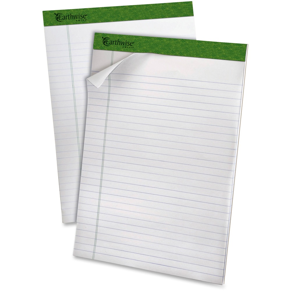 TOP40102 - Earthwise Legal Pads contain 20 lb. paper with high brightness. It is legal/wide-ruled on the front and blank on the back. Each sheet has 11/32" line spacings and a 1-1/4" left margin. Microperforations allow clean removal. Each pad includes 40 sheets.