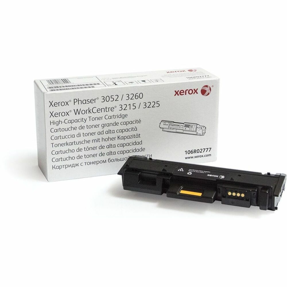 XER106R02777 - Xerox Genuine Phaser 3052/3260, WorkCentre 3215/3225 Black High capacity Toner Cartridge (3000 Pages) - 106R02777 is specially formulated and tested to provide the best image quality and most reliable printing you can count on page after page. Xerox Genuine Supplies and Xerox equipment are made for each other. Accept no imitations. Compatible toners may risk breakdown of Xerox printers and result in poor print quality and weak colors. With over 75 years' experience, Genuine Xerox Supplies are something you can rely on.