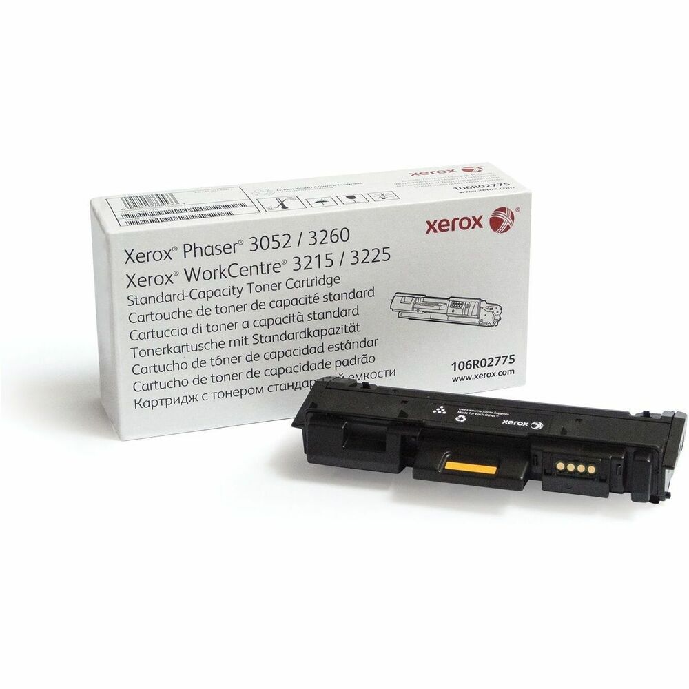 XER106R02775 - Xerox Genuine Phaser 3052/3260, WorkCentre 3215/3225 Black Standard capacity Toner Cartridge (1500 Pages) - 106R02775 is specially formulated and tested to provide the best image quality and most reliable printing you can count on page after page. Xerox Genuine Supplies and Xerox equipment are made for each other. Accept no imitations. Compatible toners may risk breakdown of Xerox printers and result in poor print quality and weak colors. With over 75 years' experience, Genuine Xerox Supplies are something you can rely on.
