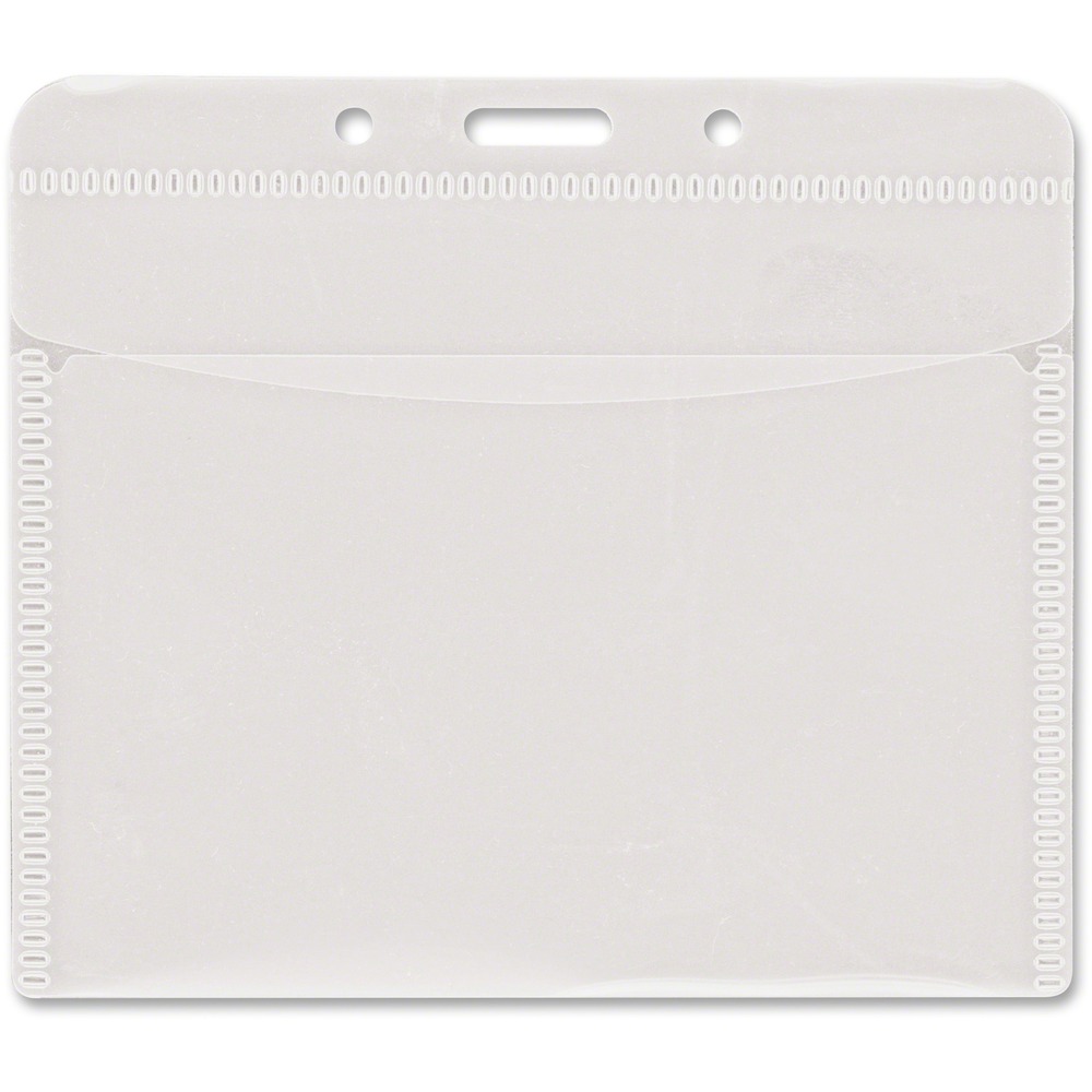 AVT75603 - This PVC-Free Horizontal Badge Holder is the perfect way to keep your ID card visible, clean and in good shape. Durable, clear polypropylene holder with a top flap provides protection from daily wear and tear. Die-cut slot hole and two circular punches allow easy attachment to lanyards, split rings, card reels and badge clips (sold separately). Card holder accommodates cards up to 4" x 3" in horizontal orientation.