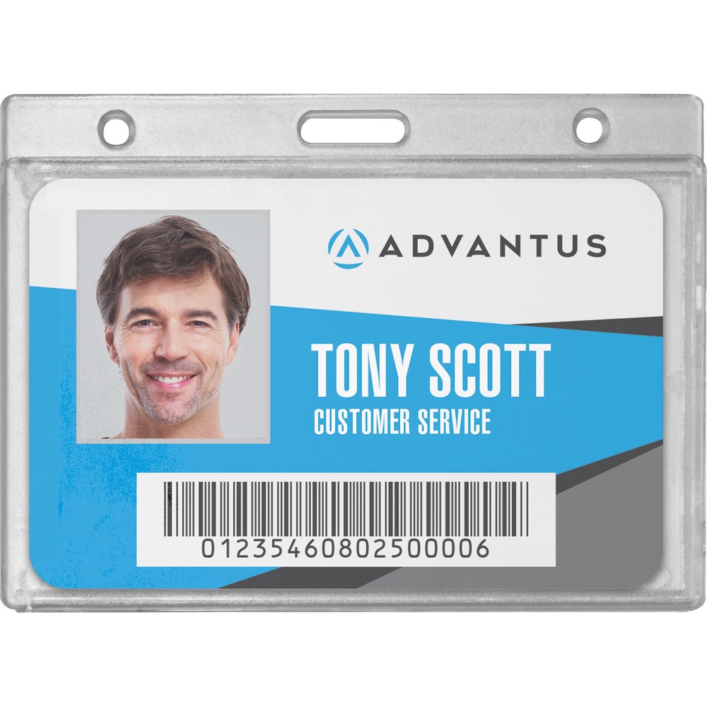 AVT76075 - Frosted Horizontal Rigid ID Holder is built for durability. Each plastic horizontal badge holder has a thumb notch for easy card removal and is sized to hold cards up to 3-3/8" x 2-1/8". It has a slot for lanyards or straps, and holes for chains (sold separately).