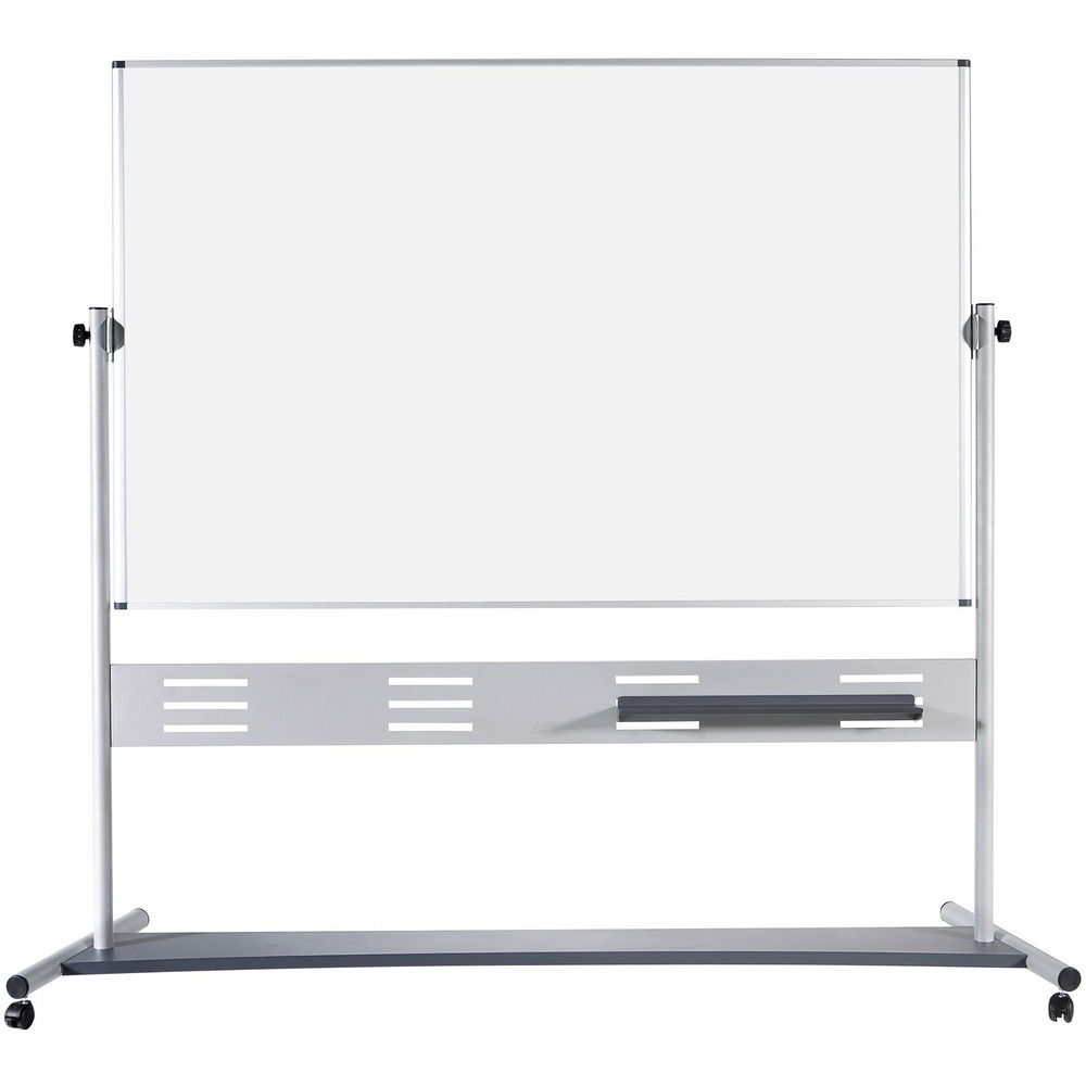 BVCQR5507 - Dual-sided, dry-erase board features easy-clean, magnetic surfaces that wipe down cleanly to maintain its bright surface through every use. Reversible design allows you to simply rotate the board to instantly double your writing space. Easy-glide, locking casters roll smoothly across floors for effortless mobility from room to room. Adjustable tray can be positioned in various locations to keep your writing utensils and erasers within easy reach. Universal pad retainer works with all pads (sold separately). Dry-erase board is perfect for classrooms, presentations, training environments and more.