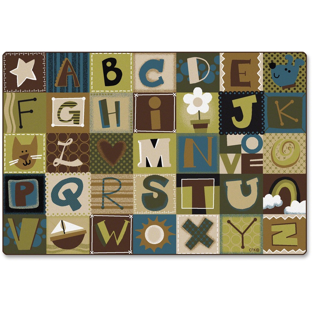CPT11726 - Rug with an alphabet blocks theme provides a perfectly cozy space for playing, toddling and learning. Creative design features each letter of the alphabet to help reinforce each letter. Rectangular rug is safe for children of all ages.