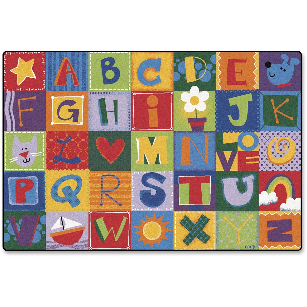 CPT3801 - Alphabet blocks rug provides a perfectly cozy space for playing, toddling and learning. Creative design features each letter of the alphabet to help reinforce each letter. Rectangular rug is safe for children of all ages.