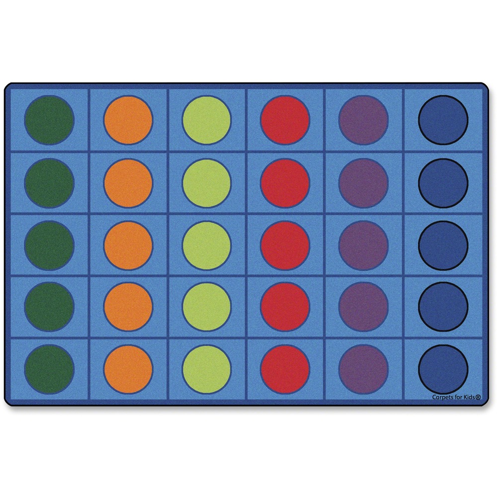 CPT4216 - Rug features rows of primary-colored circles to create a fun place for children to sit and learn. Each circle designates the perfect seating area for children. Rectangular rug offers the ultimate in classroom organization and is safe for children of all ages.