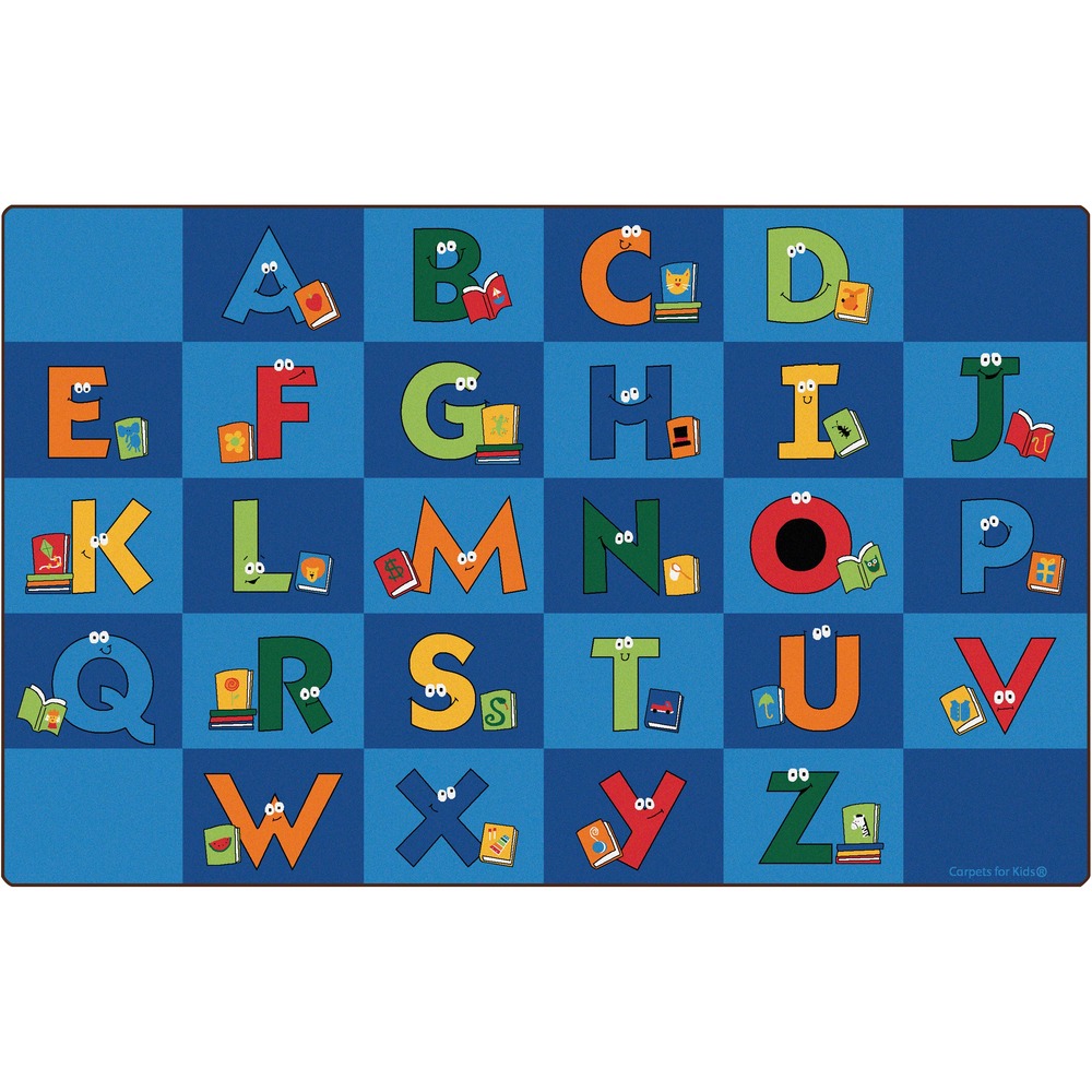 CPT6212 - Alphabet-themed rug features fun and zany letters to encourage children to read and learn. Large seating spaces provide each child with their own spot to help with organization in the classroom or library. Rug is perfect for children of all ages.