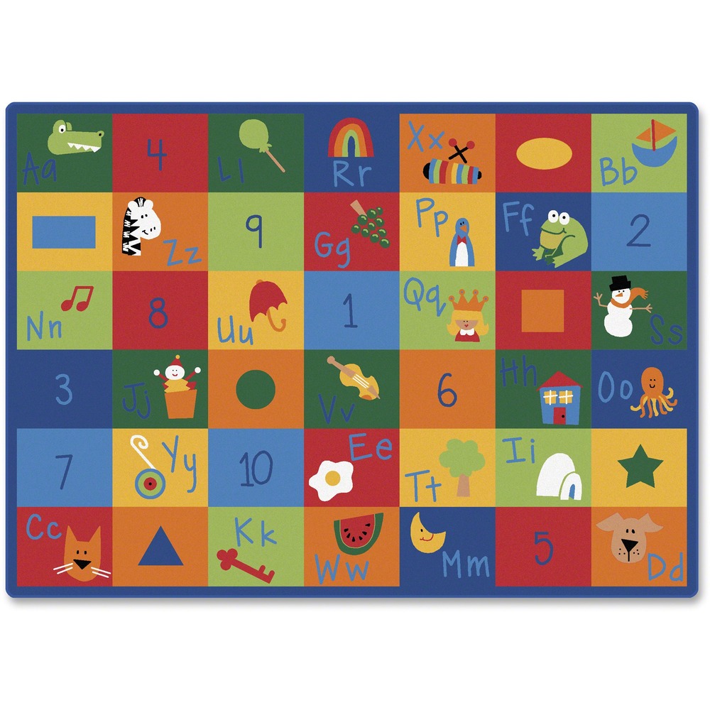 CPT7000 - Rug with a learning blocks theme is the perfect centerpiece to any room. Productive design is great for learning activities ranging from literacy, shape and number-recognition as well as more advanced matching skills. Rectangular rug is safe for children of all ages.