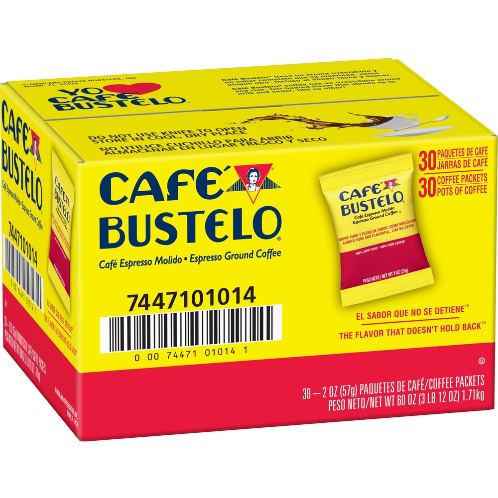 FOL1014 - Cafe Bustelo Espresso Blend Coffee is dark, pure and flavorful. This bold, rich, dark-roasted blend is made from world's finest, hand-selected coffee beans and roasted to a deep, dark and rich color that delivers the unmistakably bold rich taste in your cup time after time. Use these convenient, 2 oz. packets in coffee brewers.