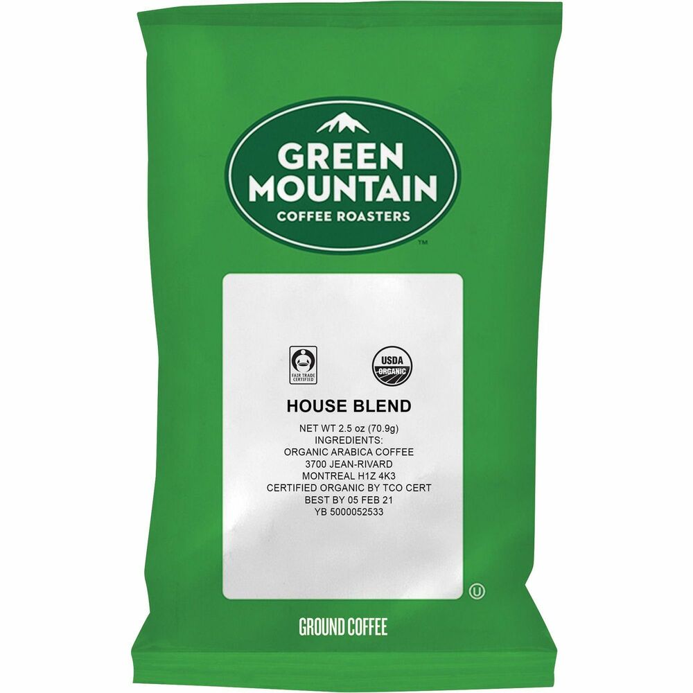 GMT4493 - This organic coffee delivers a satisfying blend of medium and dark roasts. Brew a flavorful cup of coffee that's deep, rich and full-bodied. House Blend is certified Fair Trade and organic. Sealed packaging provides long-lasting freshness. Ground coffee is conveniently pre-measured for the perfect pot of coffee. Simply open the fractional pack, pour into a filter and brew in your standard coffeemaker.